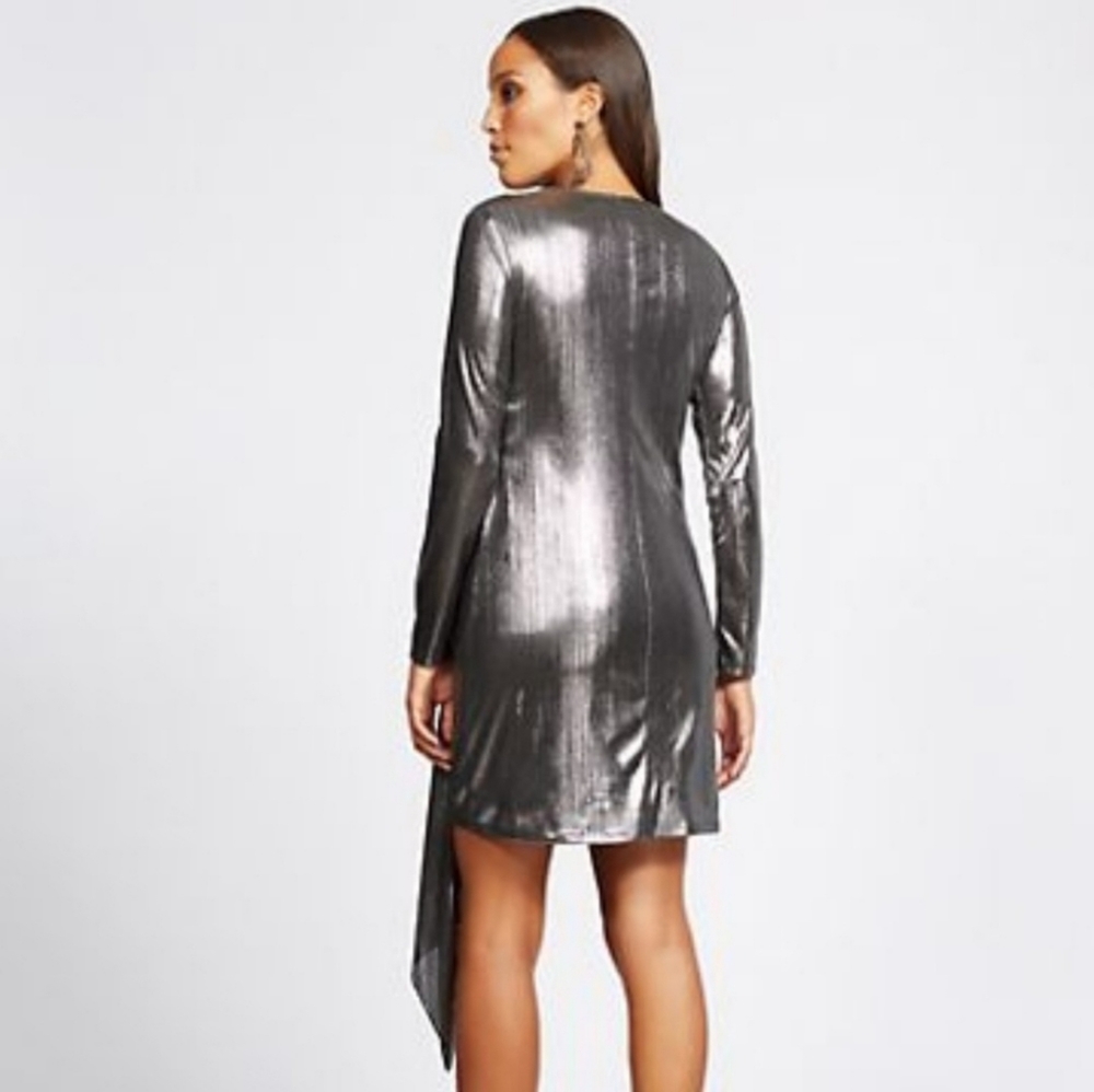 Sliver Holiday Wrap Drape Dress - Picture 3 of 4